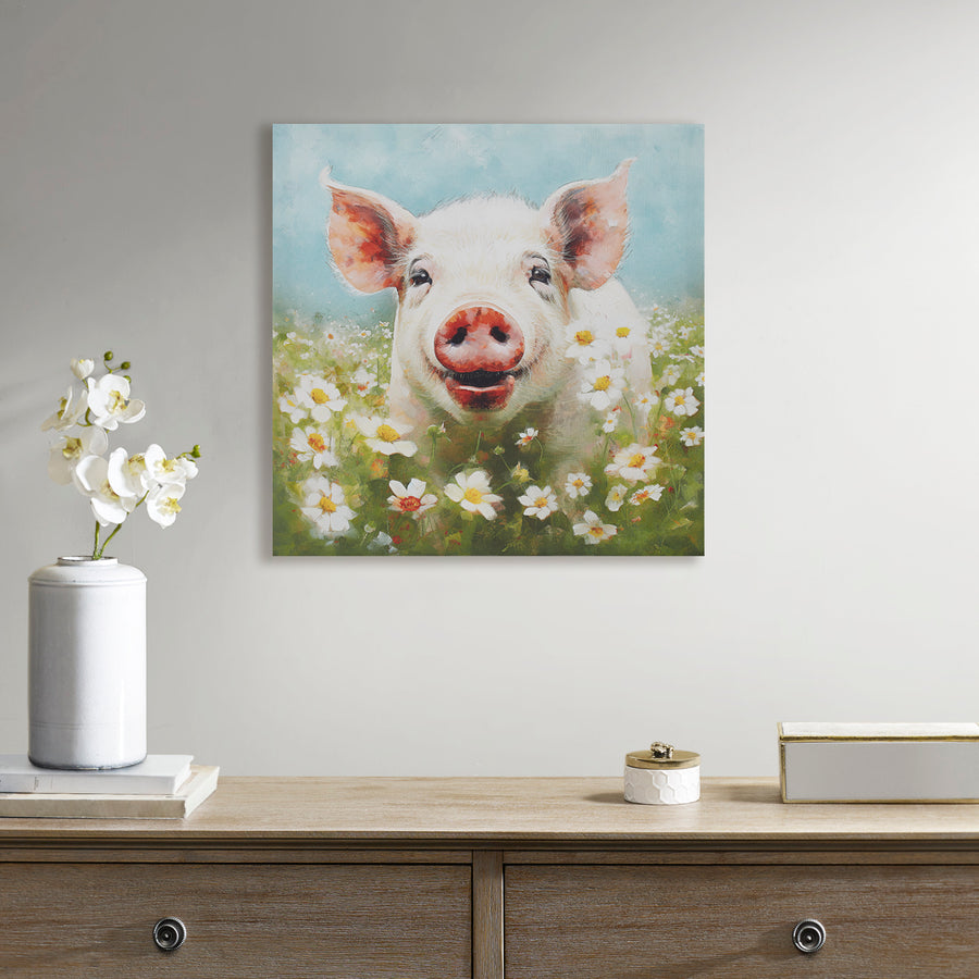 pig/green-16"w x 16"h x 1"d