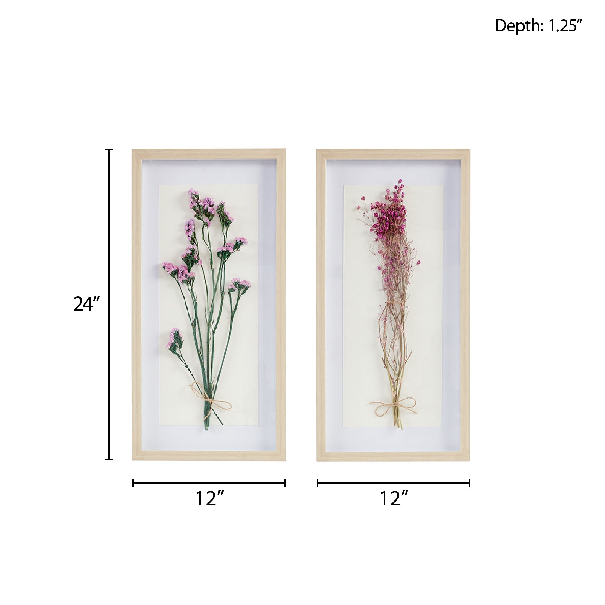 white/rose-12"w x 24"h x 1.25"d (2) 10.9"w x 22.9"h