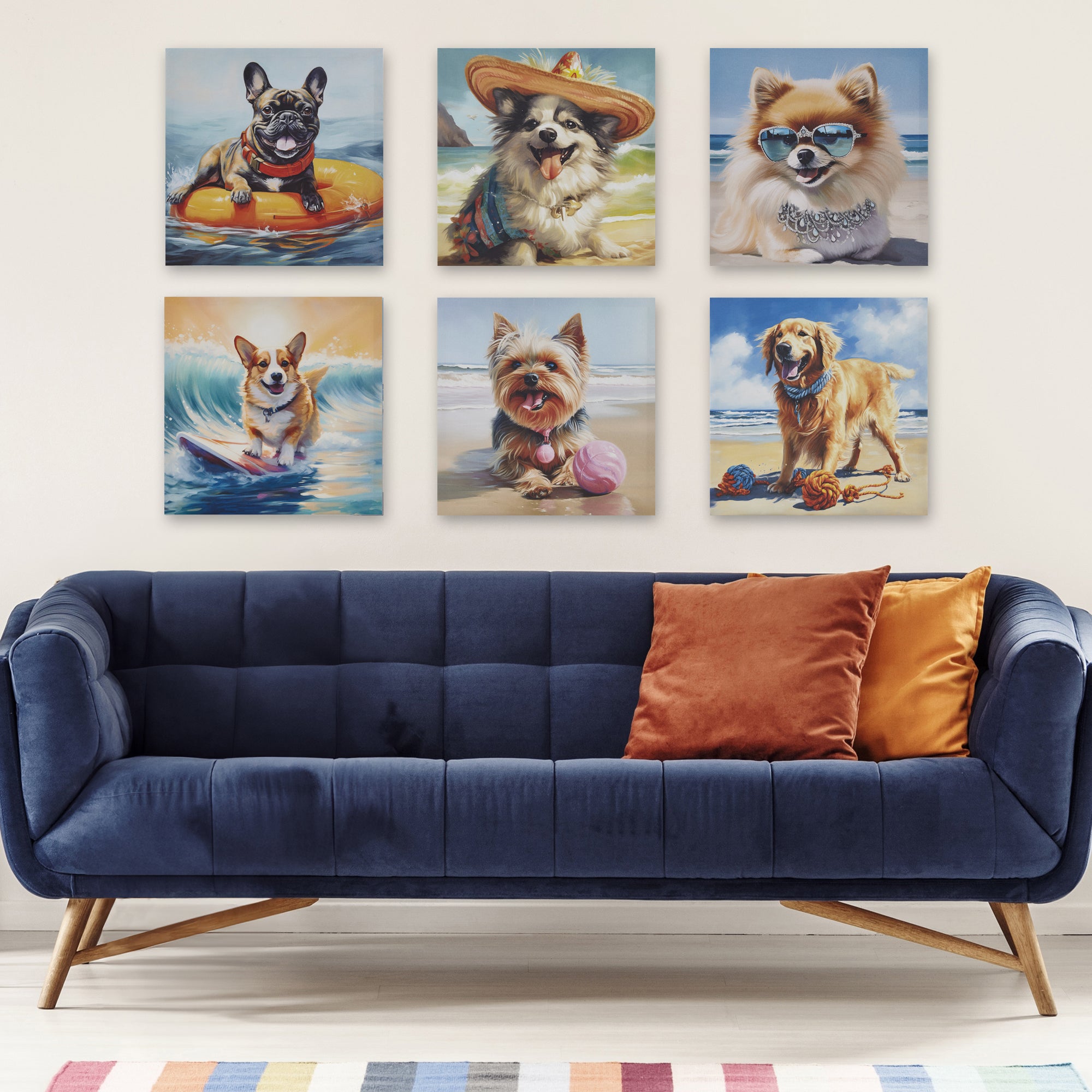 blue/brown-16"w x 16"h x 1"d