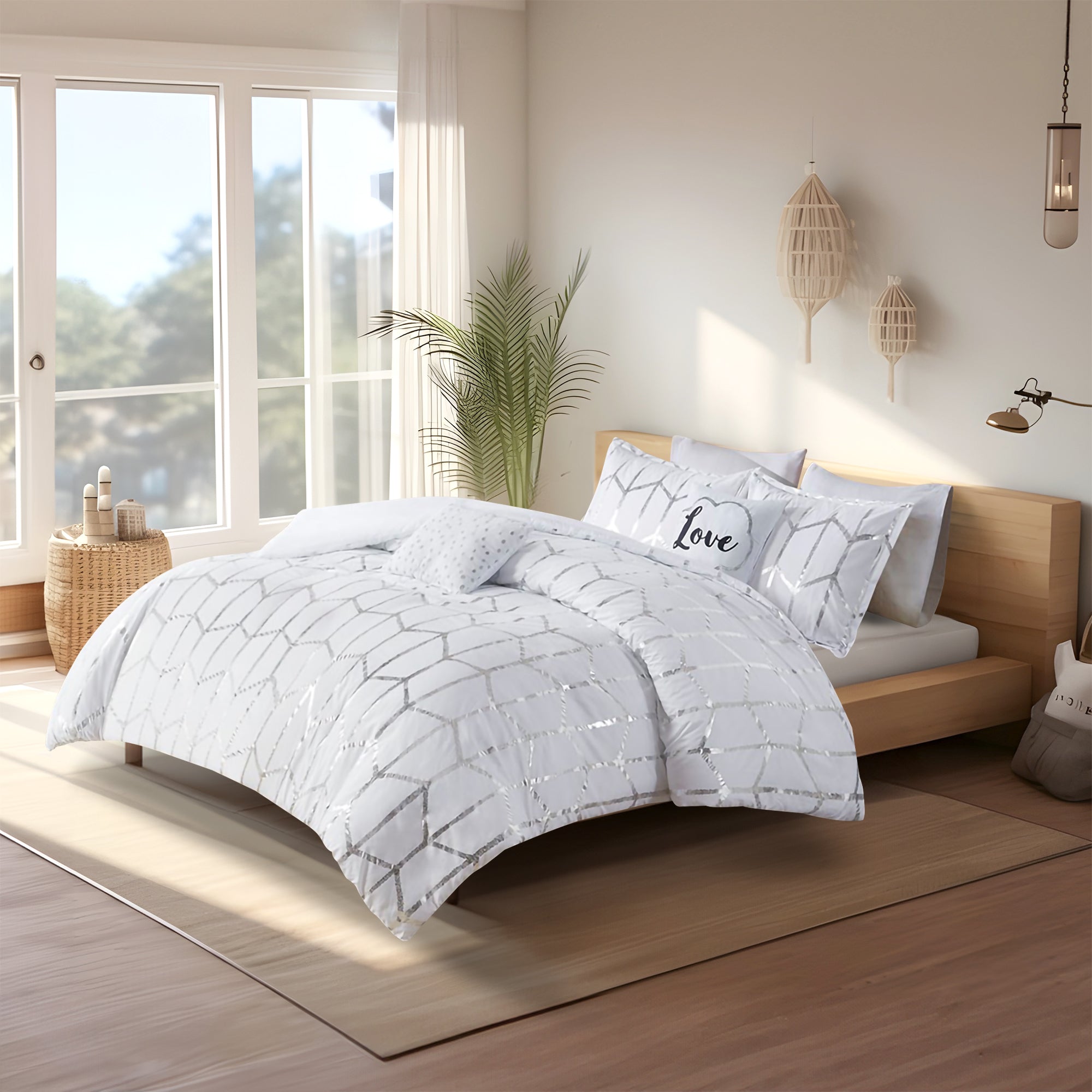 white/silver-twin/twin xl,white/silver-full/queen,white/silver-king/cal king