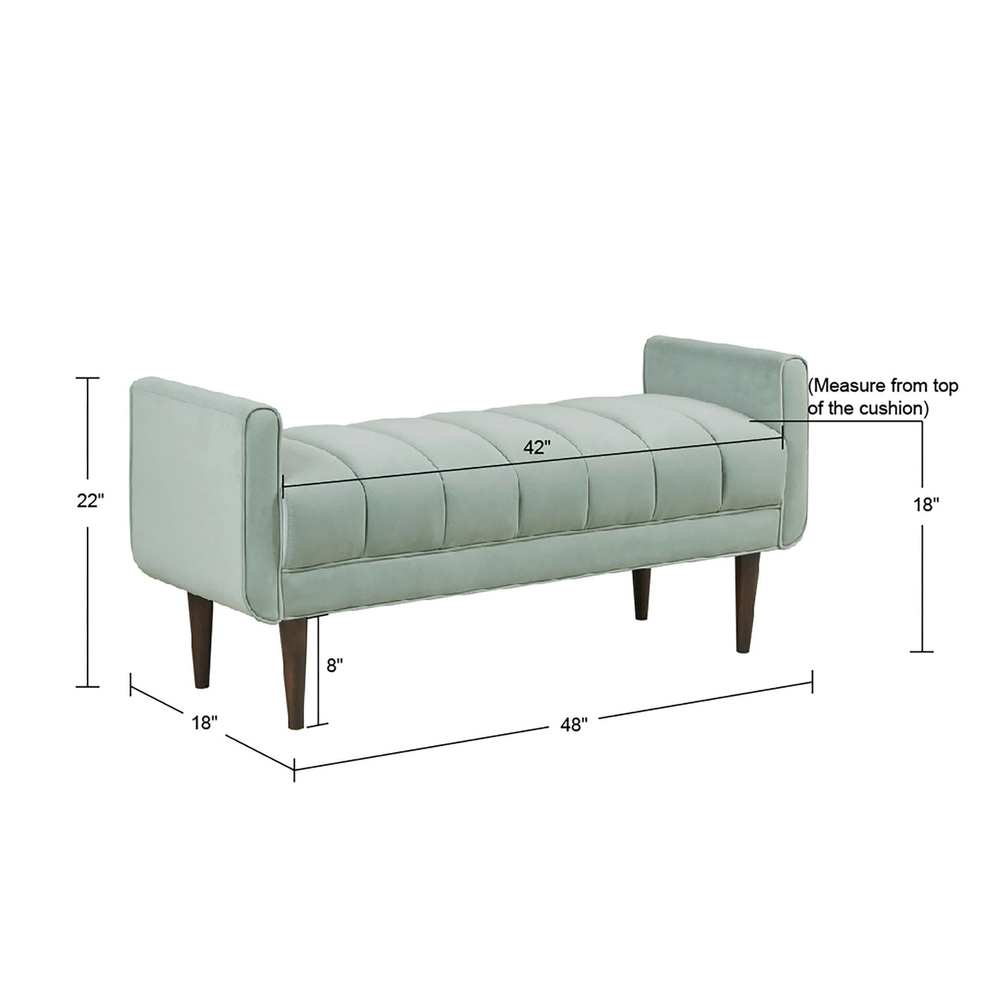 seafoam-48"w x 18"d x 22"h 42"w x 18"d x 18"h 8" 400 lbs