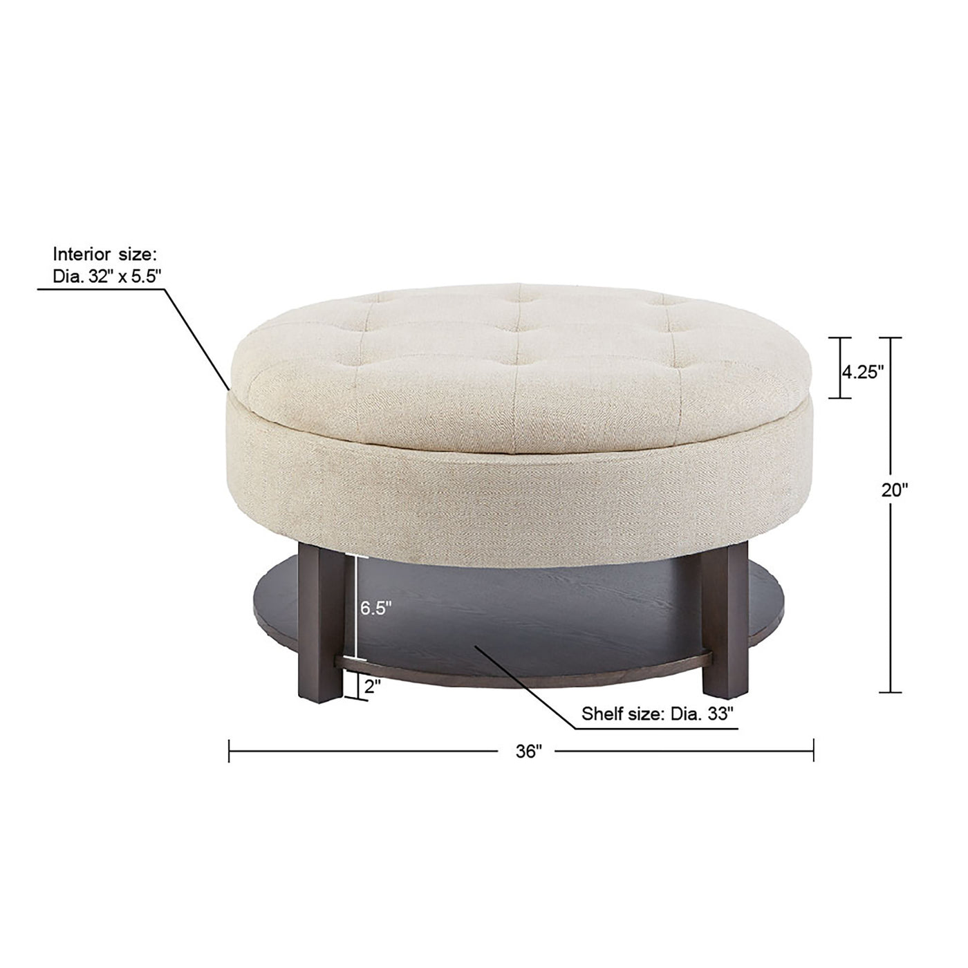 cream/brown-dia 36" x 20"h dia 36" x 20"h 4.25" 2"w x 2"d x 2"h dia. 33" x 0.75"t 6.5" 20" 32" dia 32" x 5.5"h 300lbs,cream/brown-dia 36" x 20"h dia 36" x 20"h 4.25" 2"w x 2"d x 2"h dia. 33” x 0.75"t 6.5" 20" 32" dia 32" x 5.5"h 300lbs