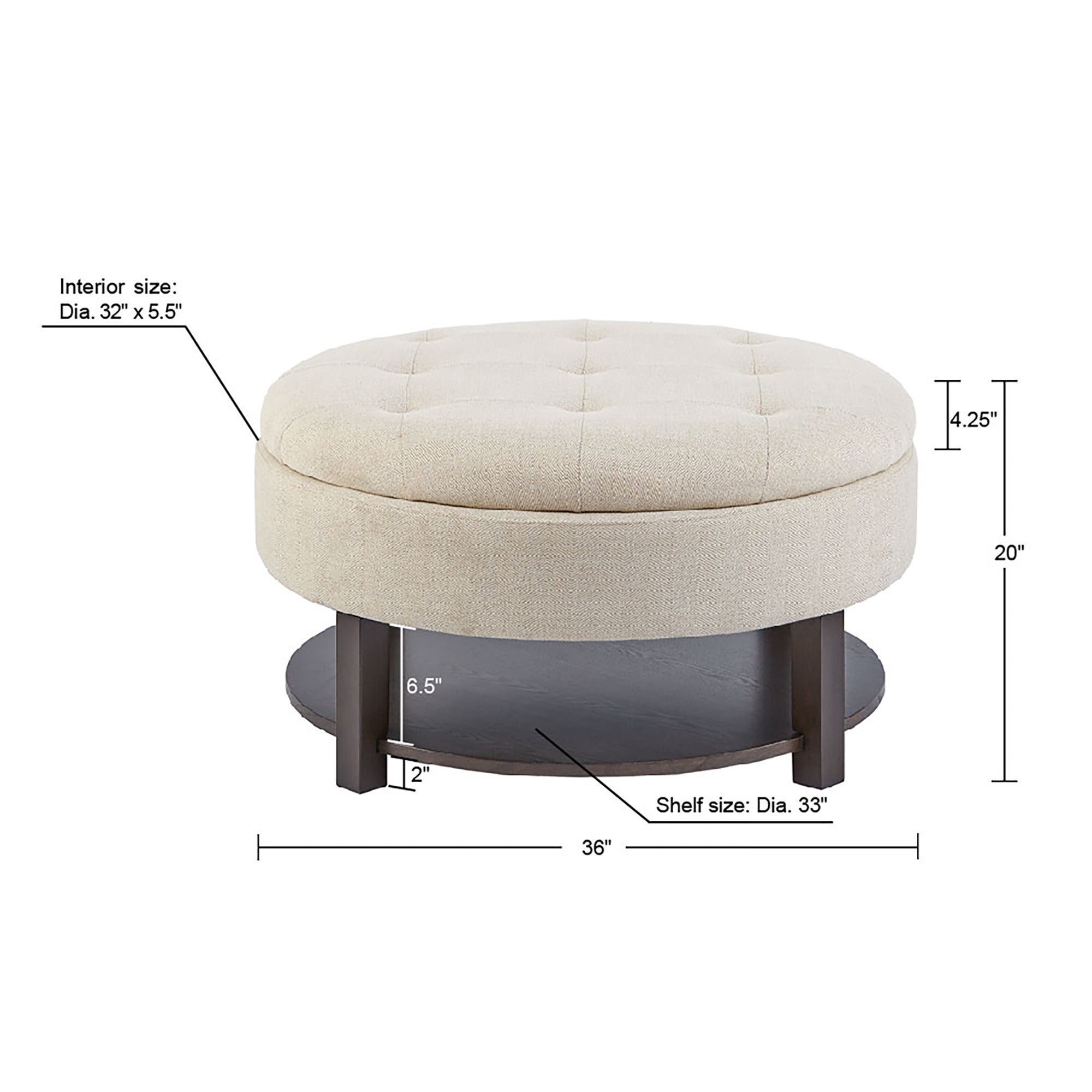 cream/brown-dia 36" x 20"h dia 36" x 20"h 4.25" 2"w x 2"d x 2"h dia. 33" x 0.75"t 6.5" 20" 32" dia 32" x 5.5"h 300lbs,cream/brown-dia 36" x 20"h dia 36" x 20"h 4.25" 2"w x 2"d x 2"h dia. 33” x 0.75"t 6.5" 20" 32" dia 32" x 5.5"h 300lbs
