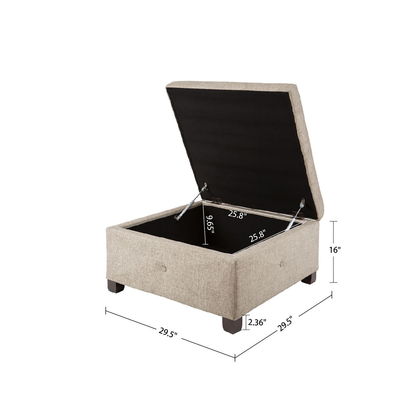 sand-29.5"w x 29.5"d x 16"h 29.5"w x 29.5"d x 16"h 3.5" 2.36" 25.8"w x 25.8"d x 9.65"h 2.36" 300 lbs