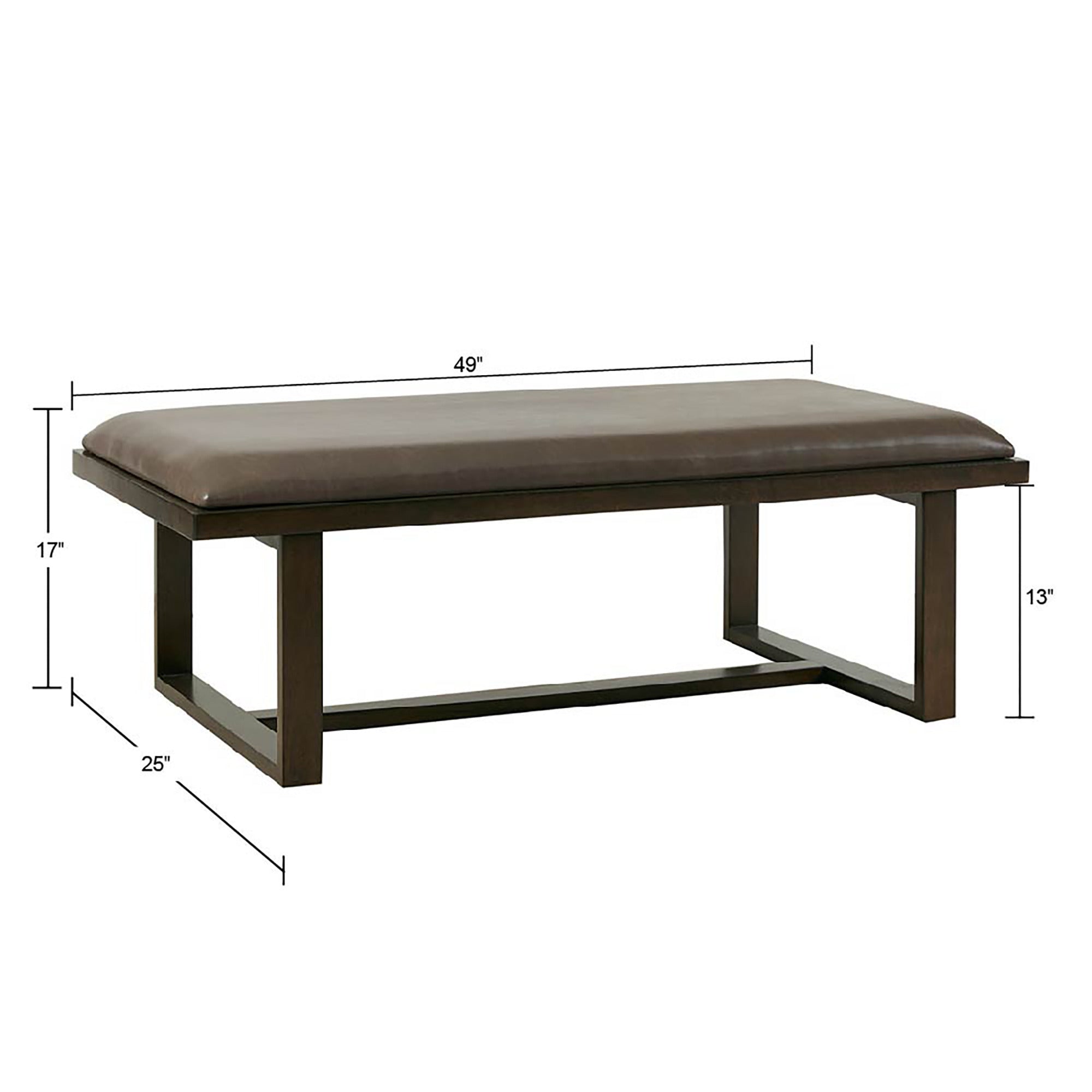 brown-49"w x 25"d x 17"h 48"w x 24"d x 17"h 2"t 13"h 13"h 300 lbs