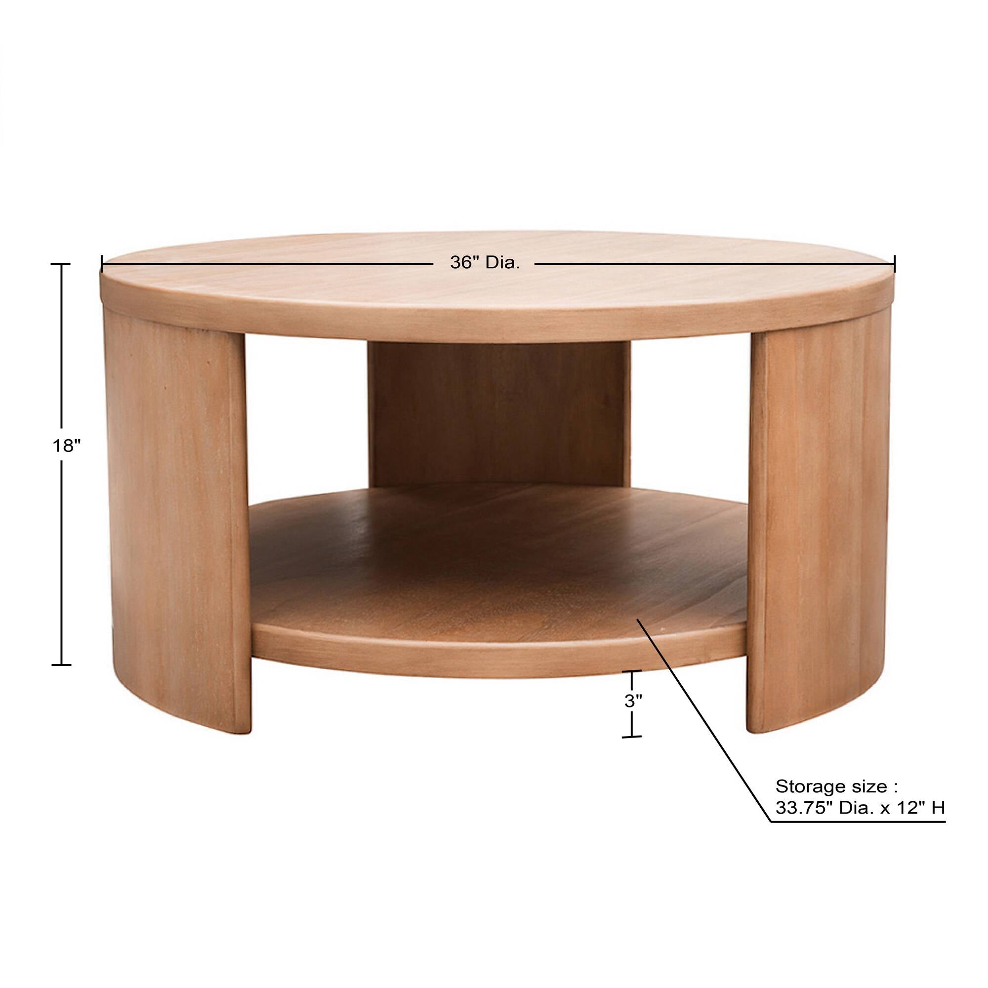 natural-dia.36" x 18"h dia.33.75"x 1.5"t 12"h 3"h 85 lbs