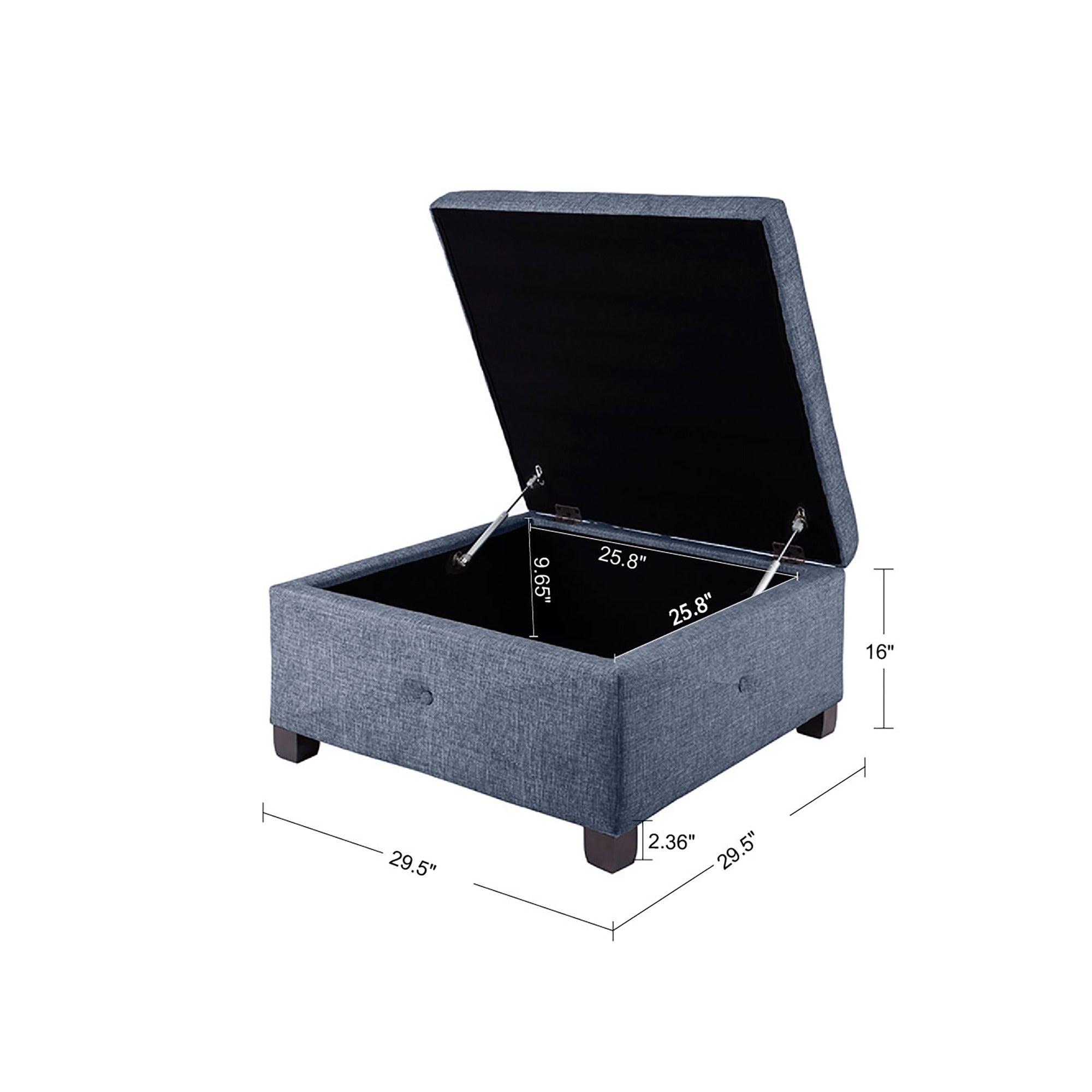 blue-29.5"w x 29.5"d x 16"h 29.5"w x 29.5"d x 16"h 3.5" 2.36" 25.8"w x 25.8"d x 9.65"h 2.36" 300 lbs