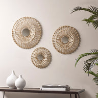 neutral-dia 20.5" x 2.25"d (mirror dia 5.12") dia 17.25" x 2"d (mirror dia 3.94") dia 13.25" x 1.5"d (mirror dia 3.54")