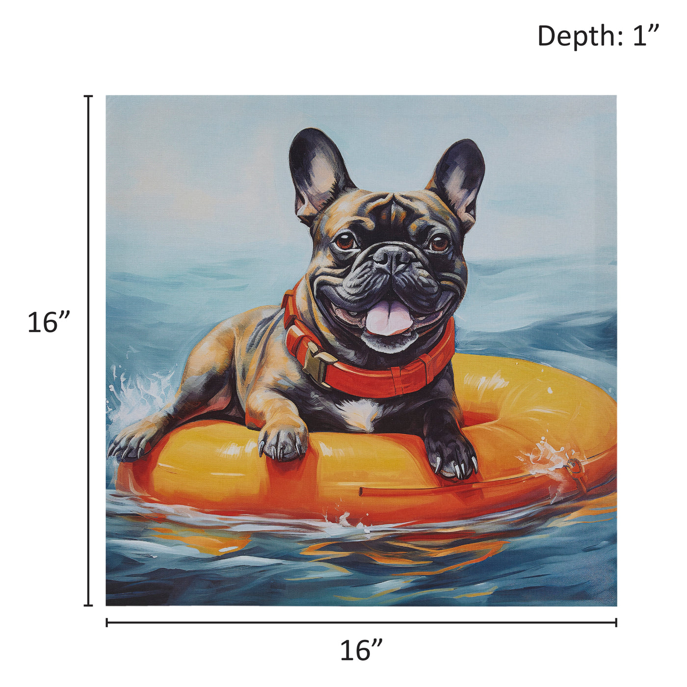 blue/tan-16"w x 16"h x 1"d