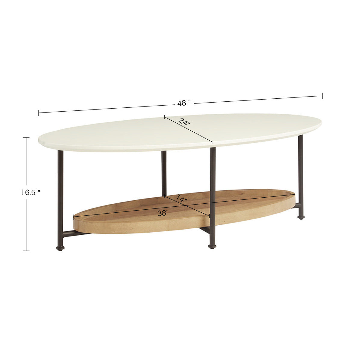white/natural-48"w x 24"d x 16.5"h 48"w x 24"d x 1"t dia.0.79"w x 15.375"h 15.375" 38"w x 14"d x 1.75"t 38"w x 14"d x 1.75"t 85lbs
