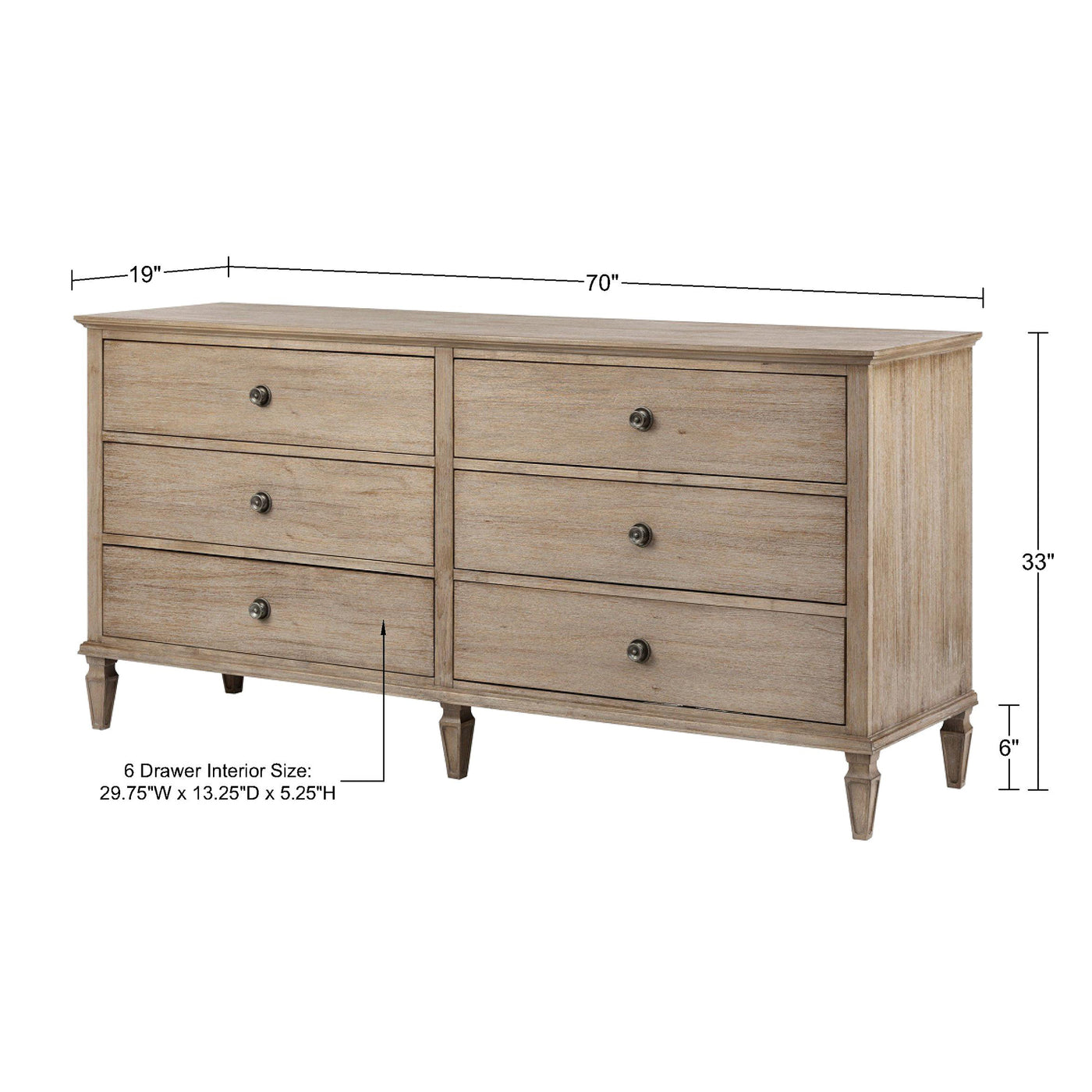 light natural-70w x 19d x 33h" 70"w x 19"d x 1"t 2.25"w x 2.25"d x 6"h 6 29.75"w x 13.25"d x 5.25"h