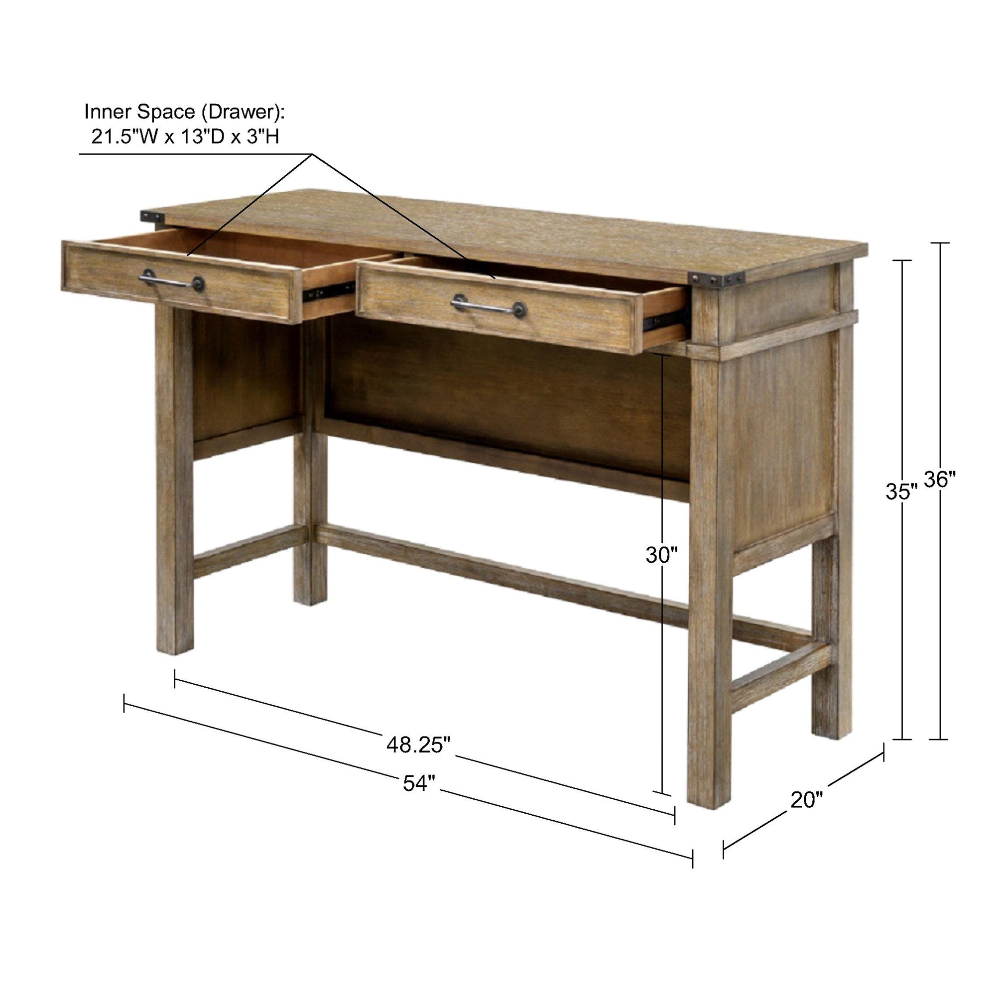 reclaimed natural-54"w x 20"d x 36"h 54"w x 20"d x 1"t 21.5"w x 13"d x 3"h 35" 35" 2 85 lbs