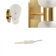 frosted glass/gold-4.25"l x 5.75"w x 14"h 3.75"dia x 5.75"h (2) 4"w x 1"d x8"h 60"