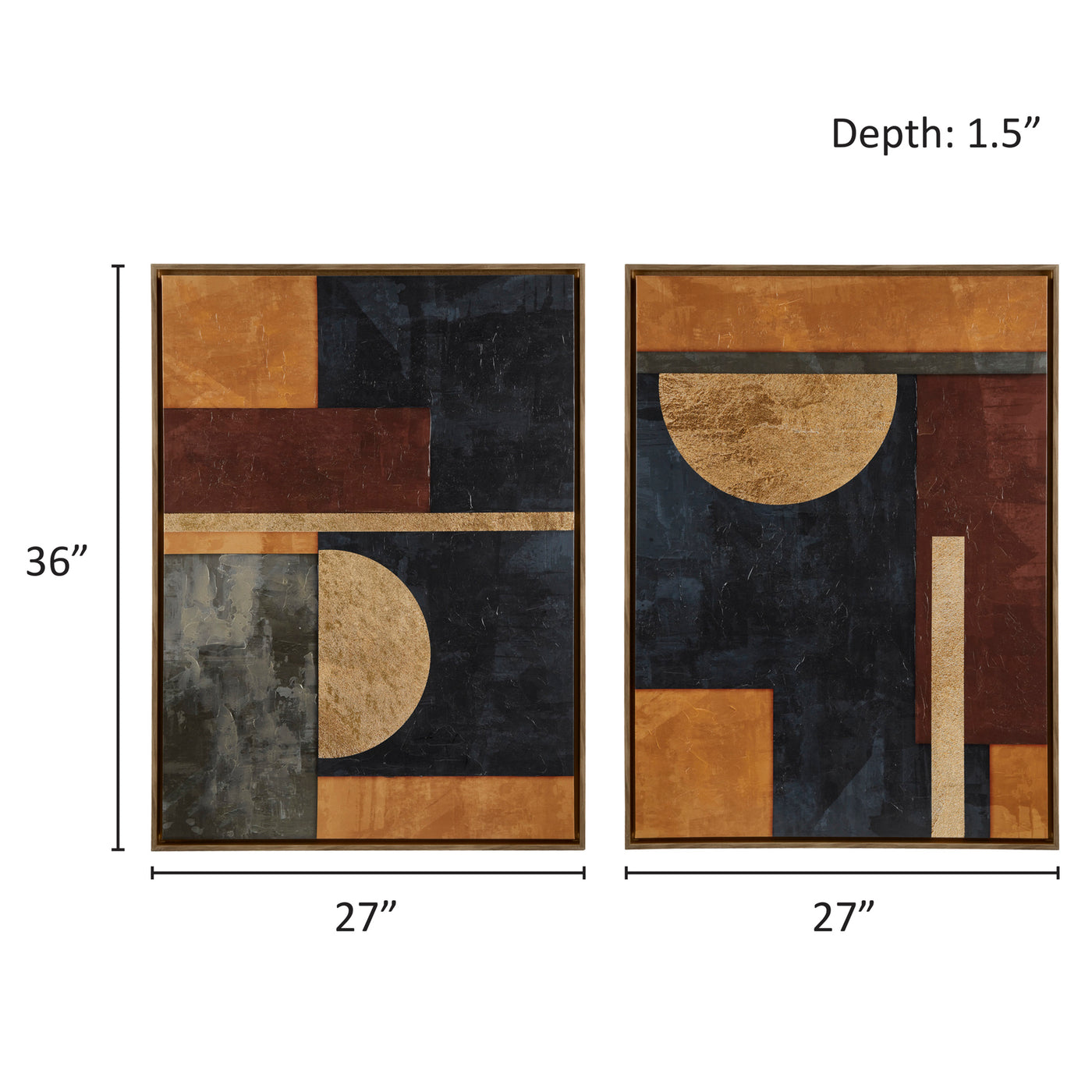 gold/brown-27"w x 36"h x 1.5"d (2) 25.75"w x 34.75"h