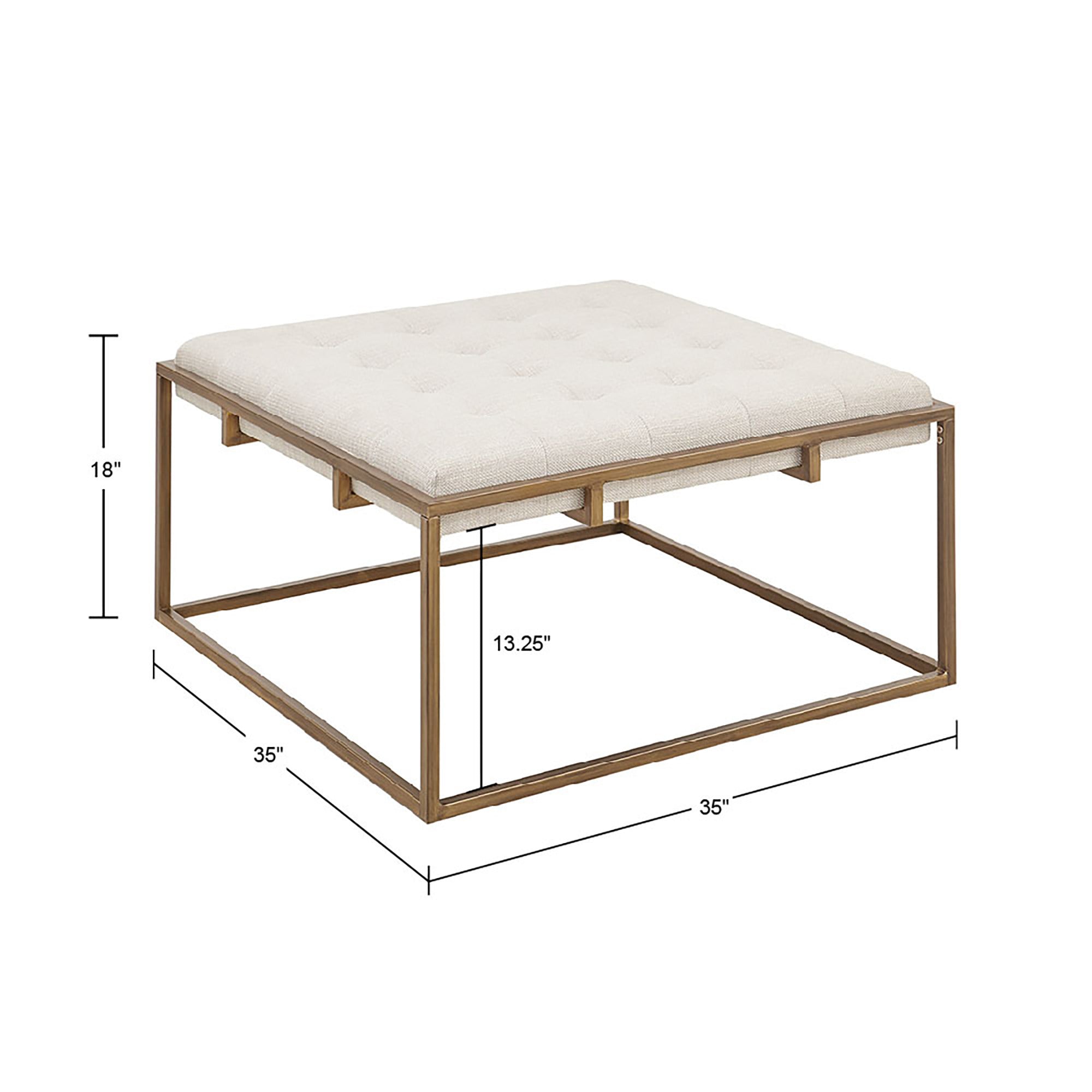 ivory-35"w x 35"d x 18"h 4"t 16.25"h 13.25" 300lbs
