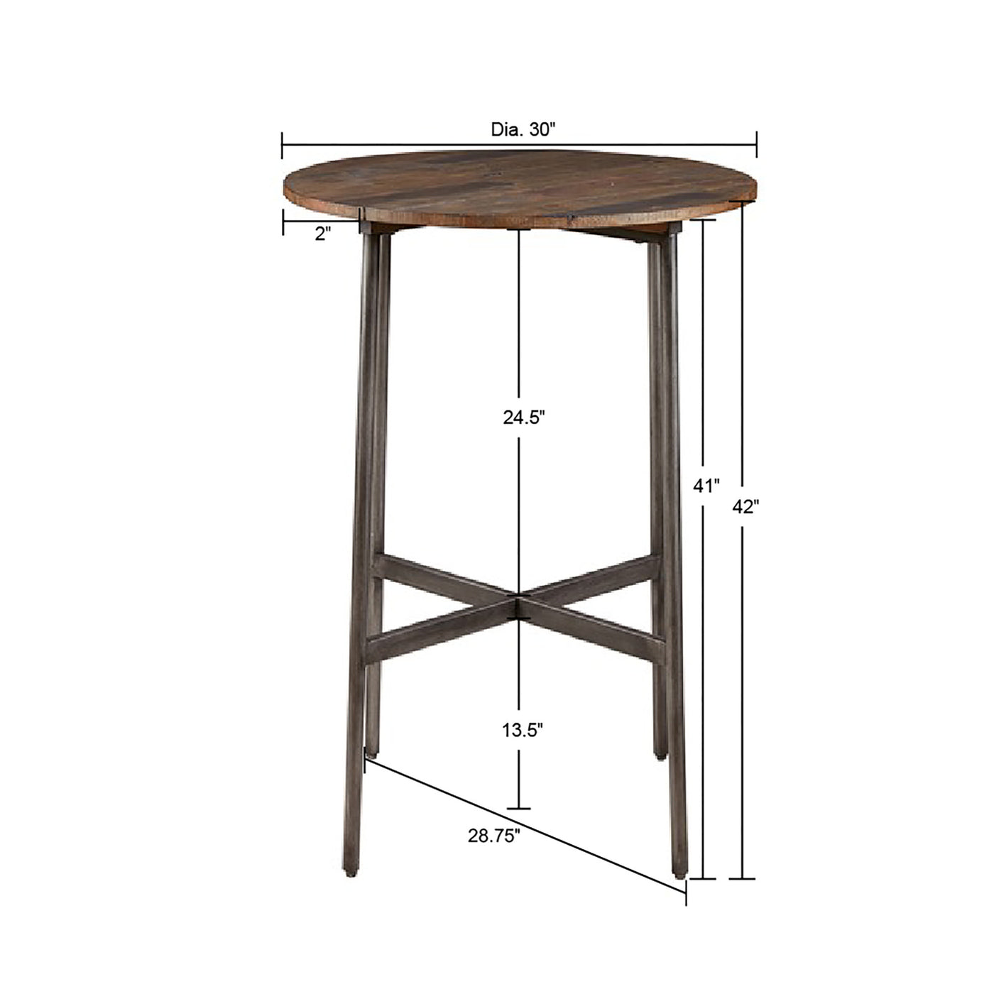 light brown-dia. 30" x 42"h 30"w x 30"d x 0.75"h 41" 1"w x 40.5"h 28.75" 28.75"