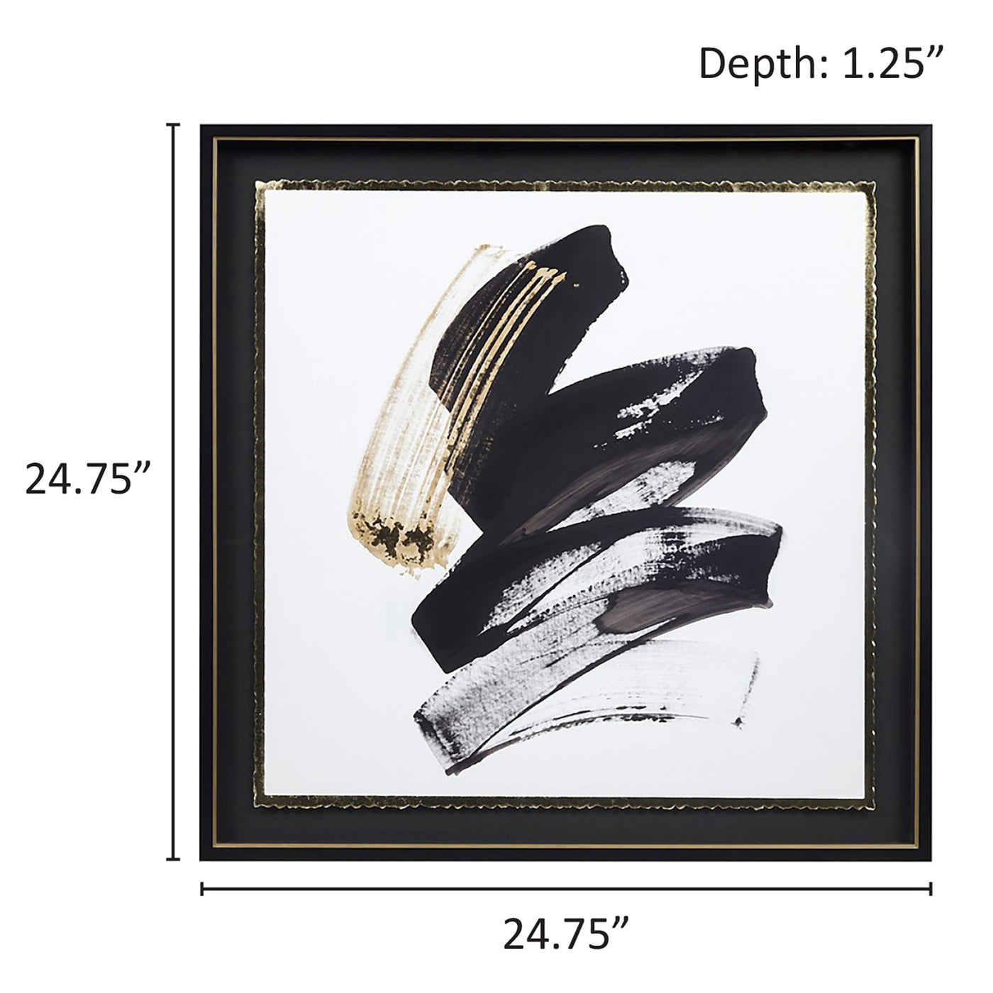black-24.75"w x 24.75"h x 1.25"d 24"w x 24"h